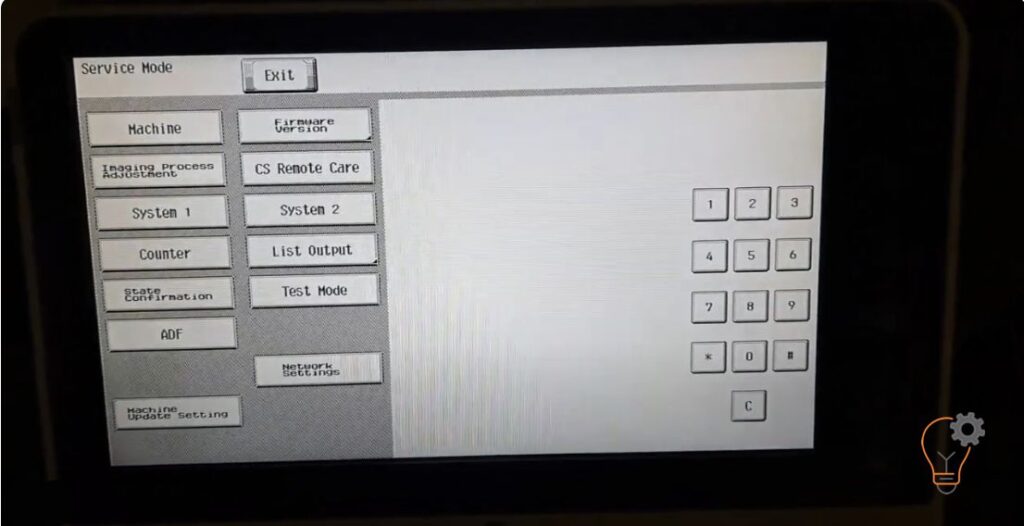 Service Mode on Konica Minolta bizhub C224e