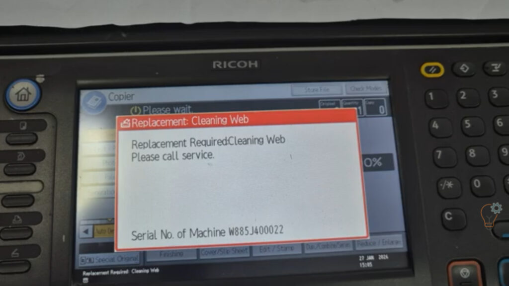 Reset Cleaning Web Counter on Ricoh MP6002SP