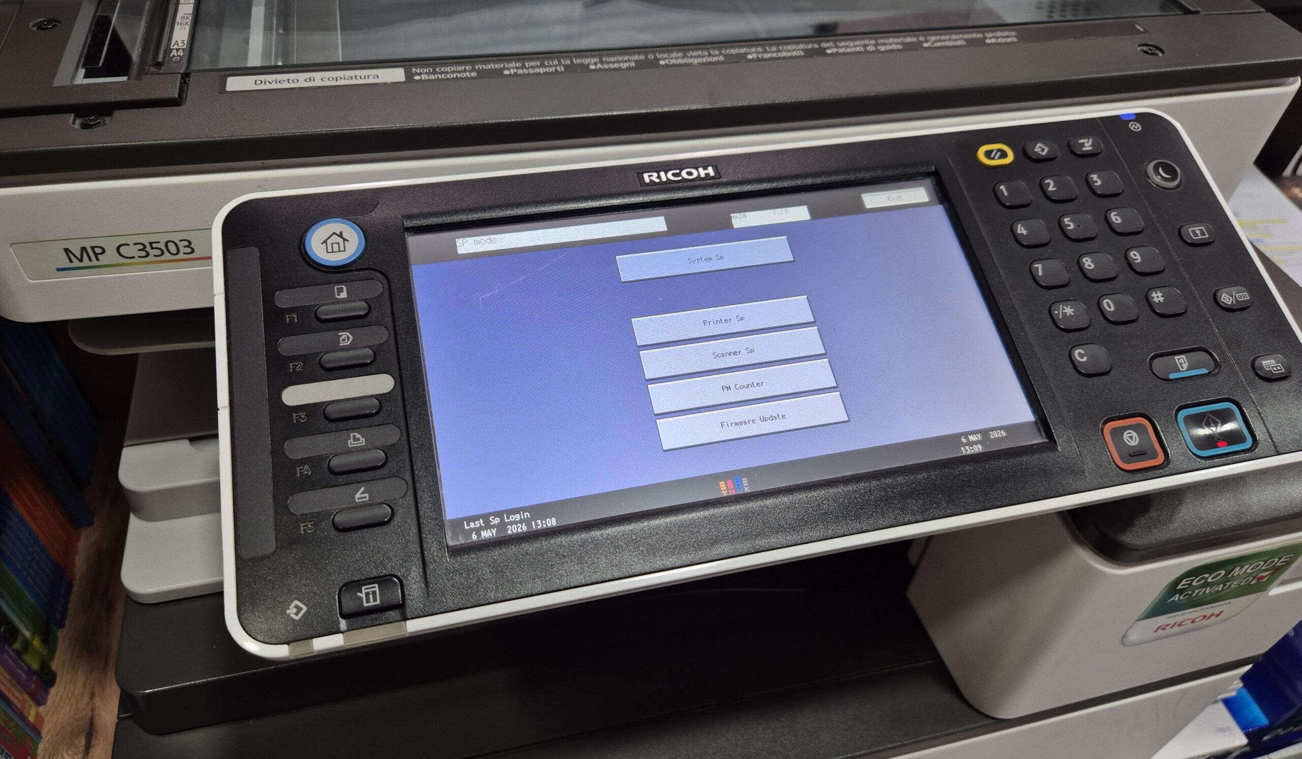 Service mode ricoh mpc3503